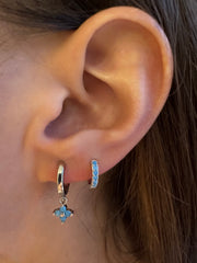 Turquoise Flower Huggie Hoop Earrings