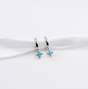 Silver and Turquoise Huggie Hoops
