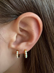 Opal Huggie Hoop Earrings