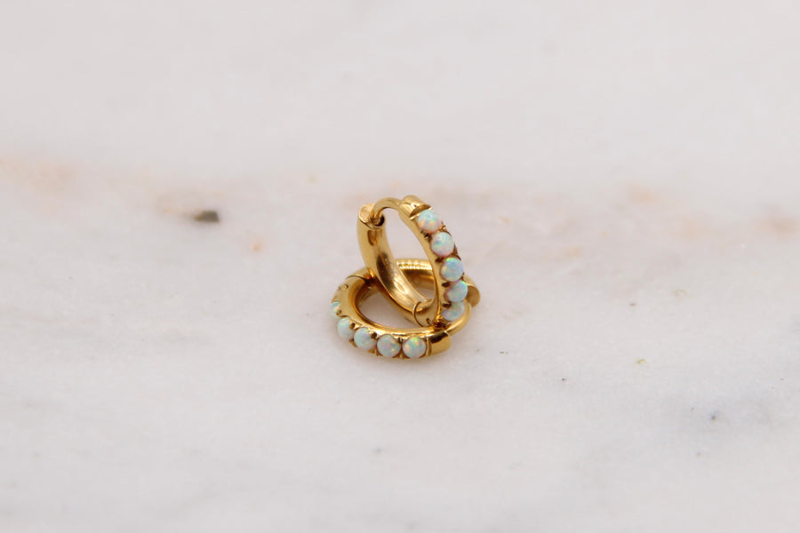 Opal Huggie Hoop Earrings
