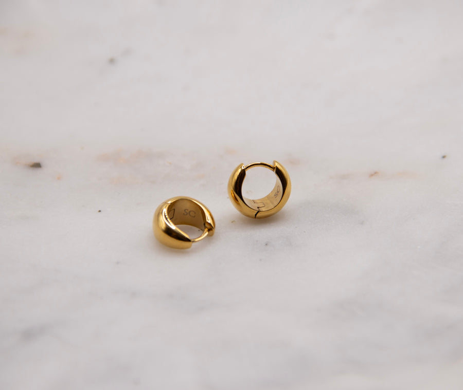 Chunky Gold Domed Huggie Earrings