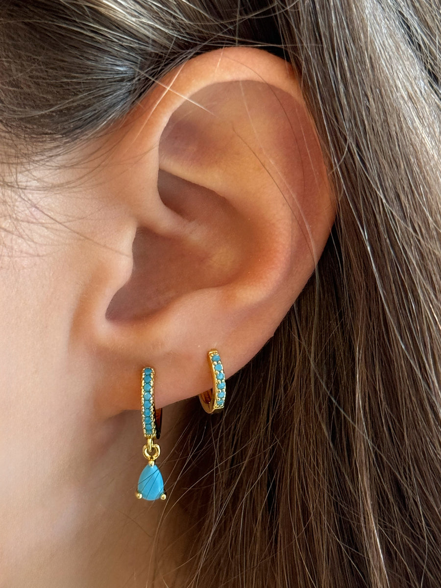 Crystal and Gold Drop Hoop Earrings