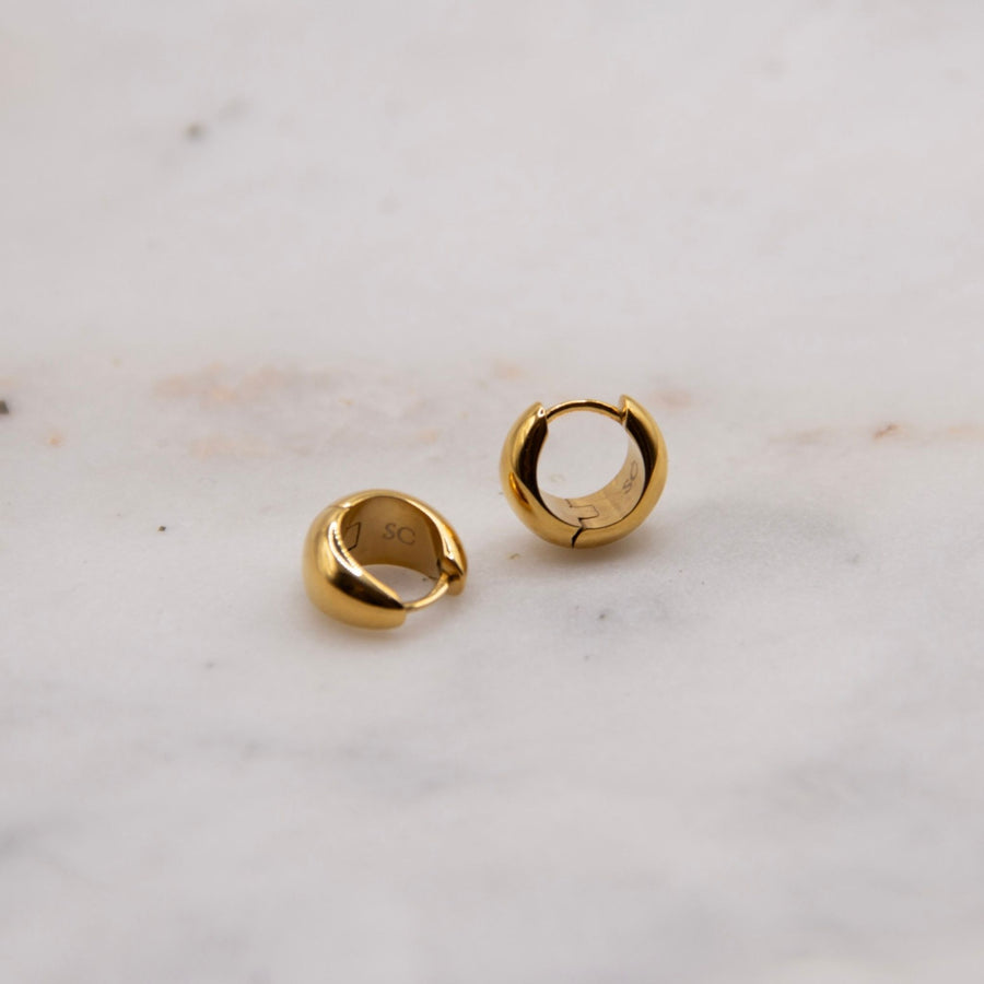 Chunky Gold Domed Huggie Earrings