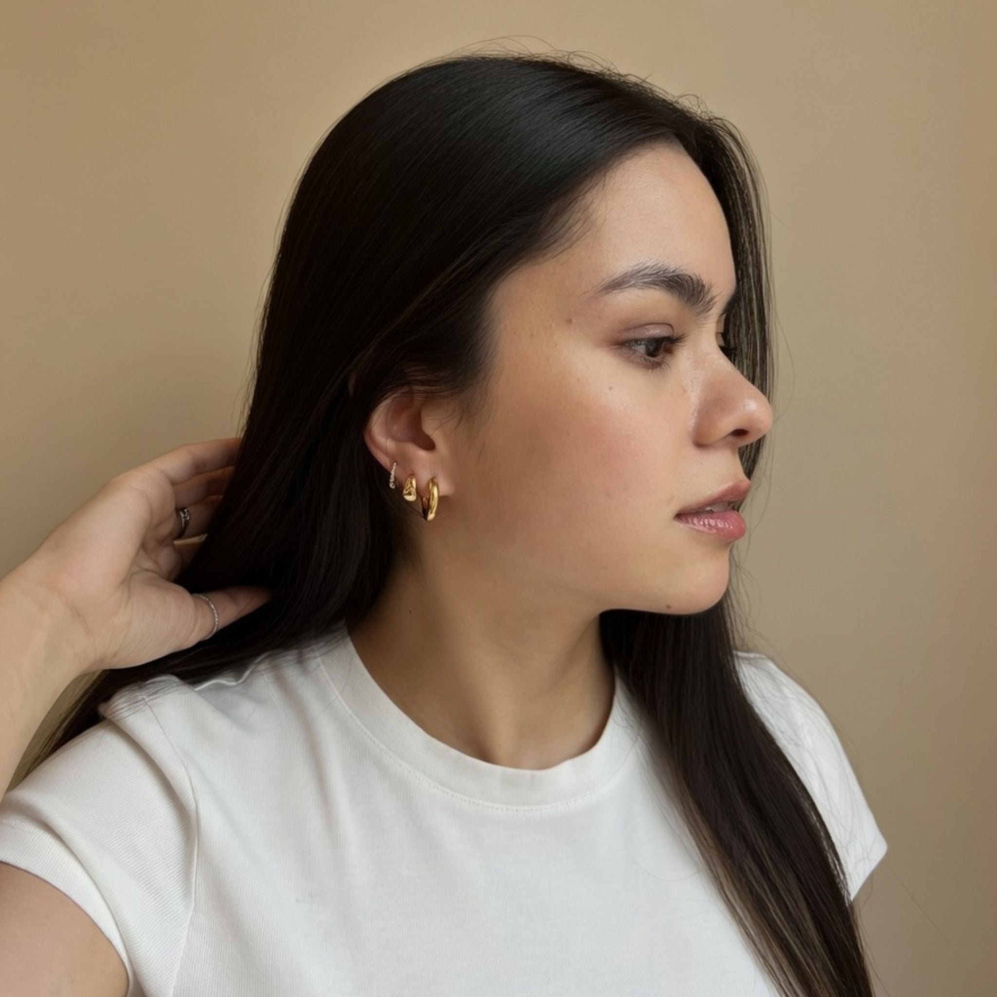 Chunky Gold Domed Huggie Earrings