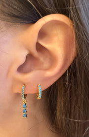 White Crystal Drop Huggie Hoops