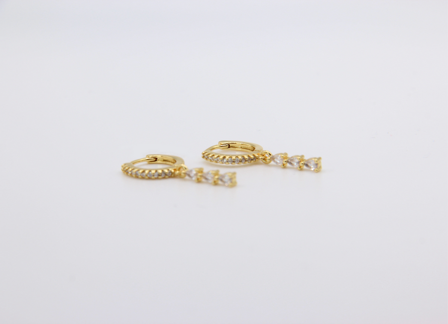 White Crystal Drop Huggie Hoops