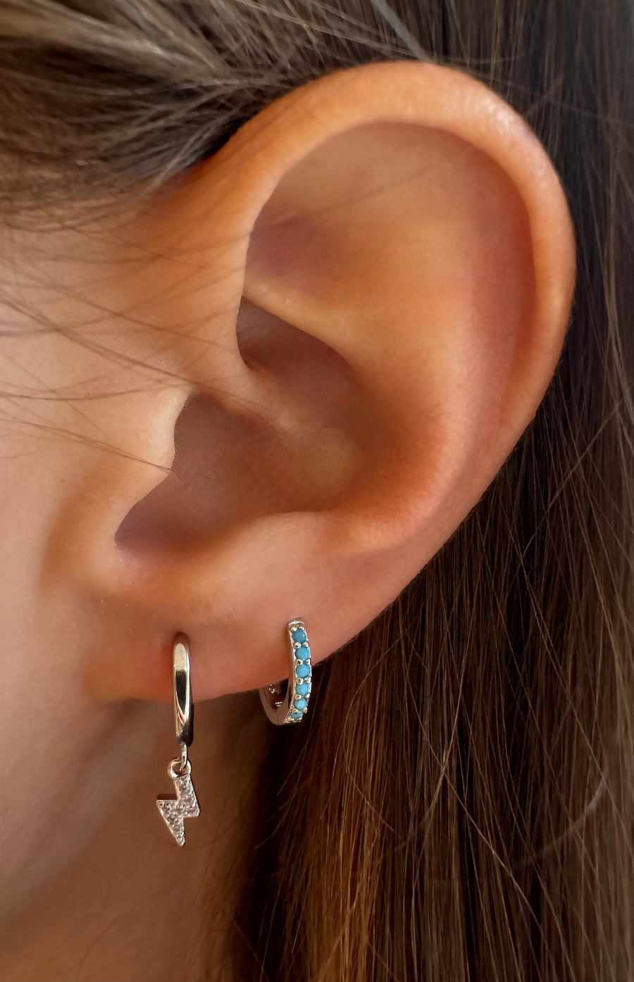 Gold Lightning Bolt Hoops