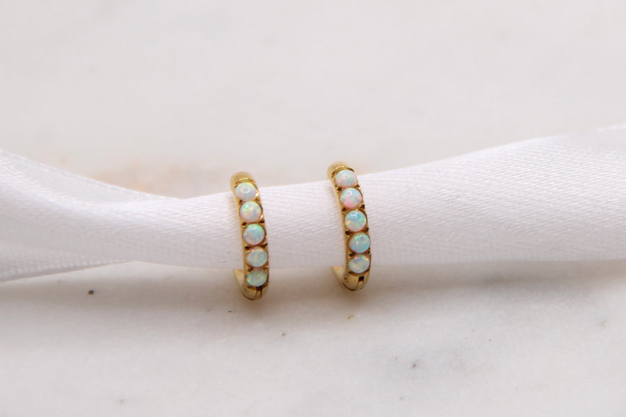 Opal Huggie Hoop Earrings