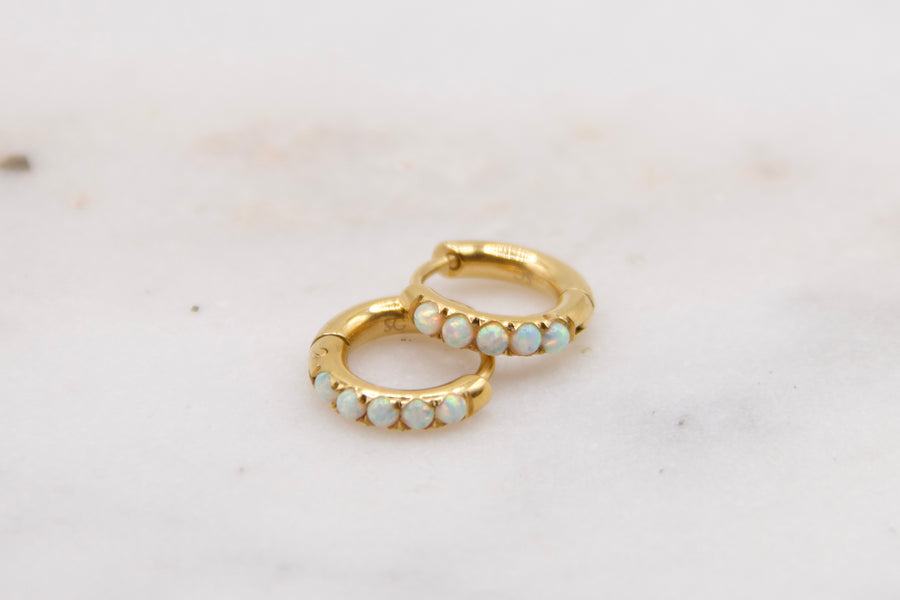Opal Huggie Hoop Earrings