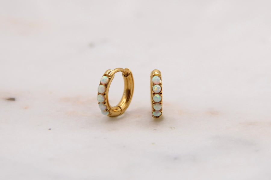 Opal Huggie Hoop Earrings