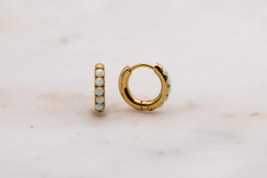 Opal Huggie Hoop Earrings