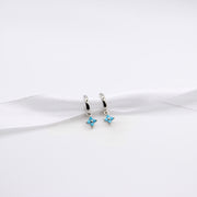 Silver and Turquoise Huggie Hoops