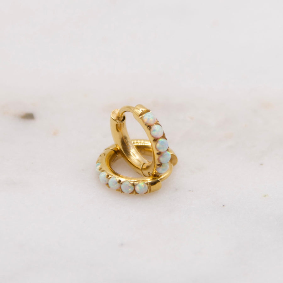 Opal Huggie Hoop Earrings