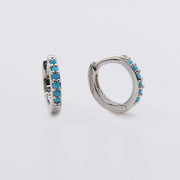 Turquoise and Silver Huggie Hoops