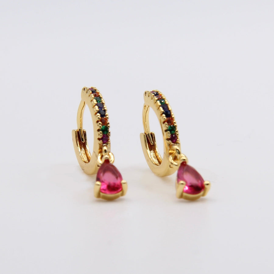 Multicoloured Crystal Drop Hoop Earrings