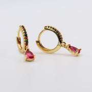 Multicoloured Crystal Drop Hoop Earrings
