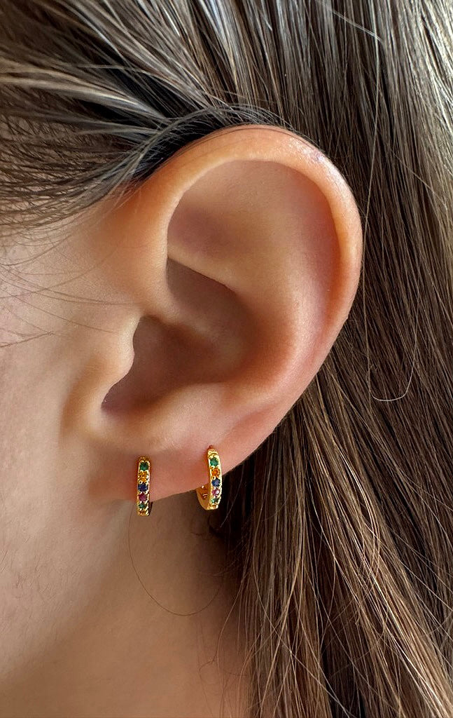 Multicoloured Huggie Hoops