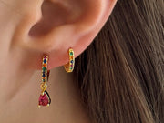 Multicoloured Crystal Drop Hoop Earrings