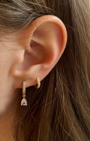 Crystal and Gold Drop Hoop Earrings