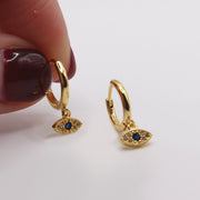 Gold Evil Eye Huggie Hoops