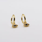 Gold Evil Eye Huggie Hoops