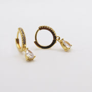 Crystal and Gold Drop Hoop Earrings
