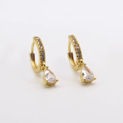 Crystal and Gold Drop Hoop Earrings