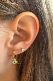 Gold Evil Eye Huggie Hoops