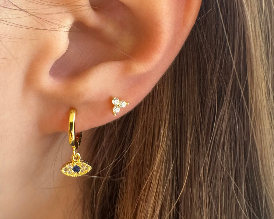Gold Evil Eye Huggie Hoops